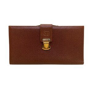 SB Women’s Brown Embossed Leather Gold-Tone Snap Closure Foldable Wallet